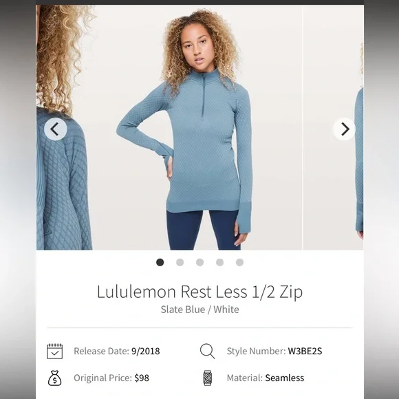Lululemon athletica Women's 1/2 Zip top - Slate Blue - Picture 1 of 4